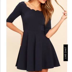 TIP THE SCALLOPS NAVY BLUE DRESS